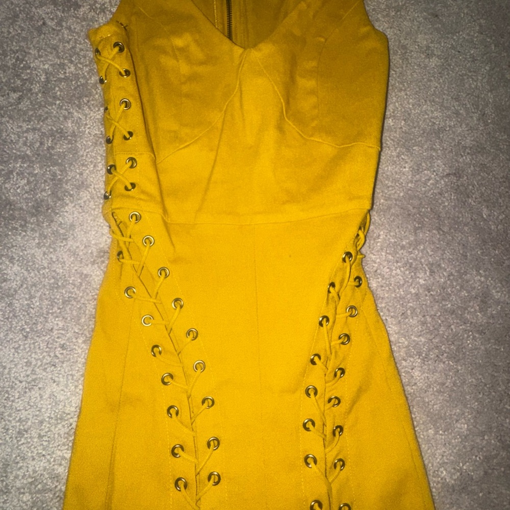 Yellow Lace-Up Jumpsuit